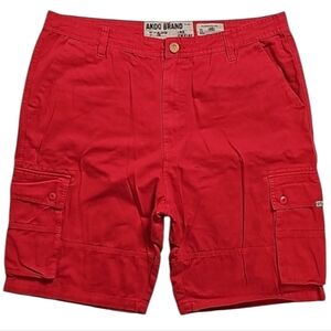 🦊Akoo Brand Ind. Empire Red Cargo Shorts. Men's Size: W40x10.5L